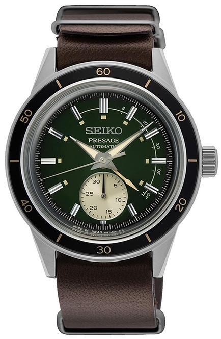 Seiko Miesten kello SSA451J1 Presage Vihreä/Nahka Ø40.8 mm