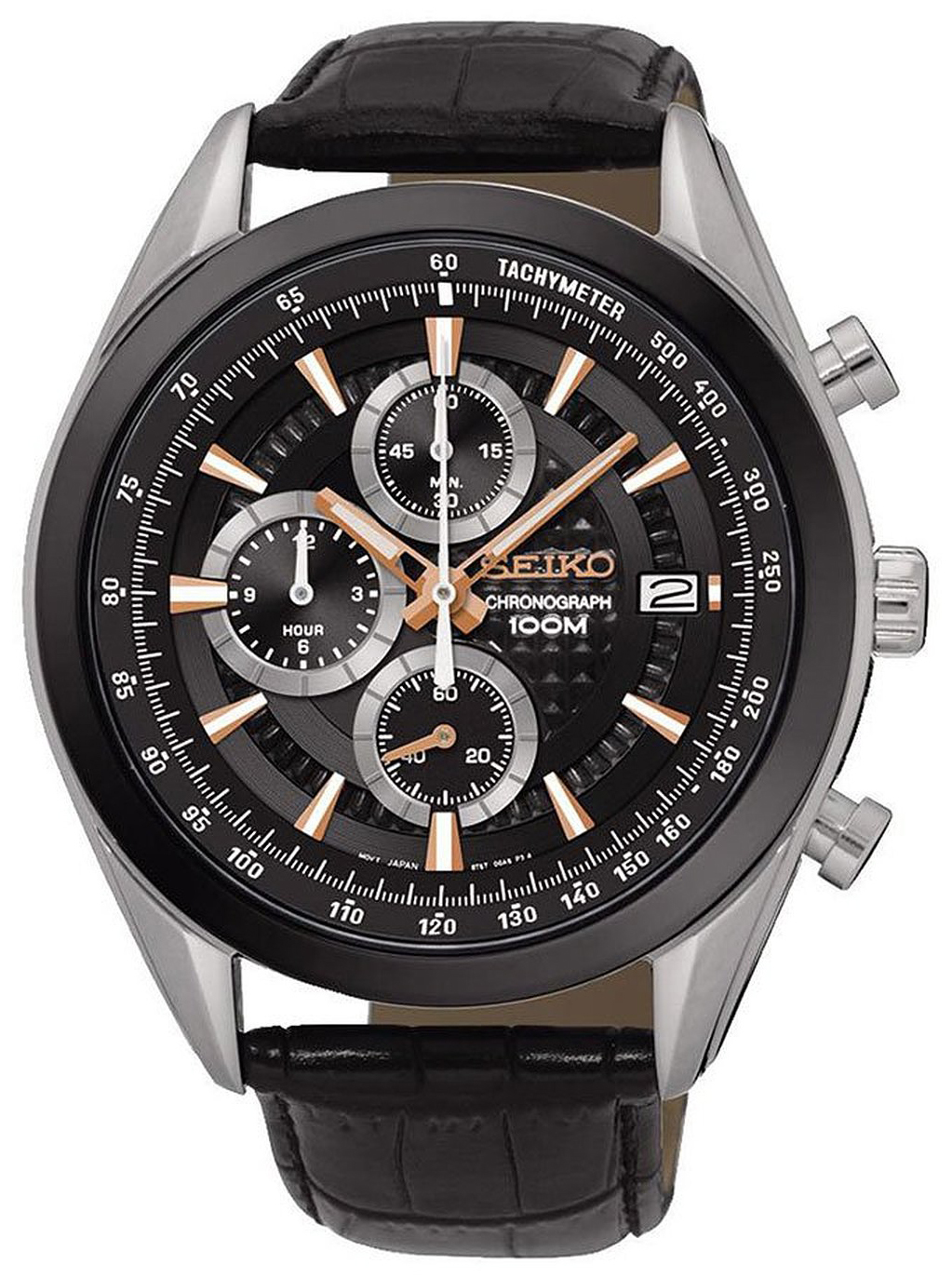 Seiko Chronograph Miesten kello SSB183P1 Musta/Nahka Ø45 mm