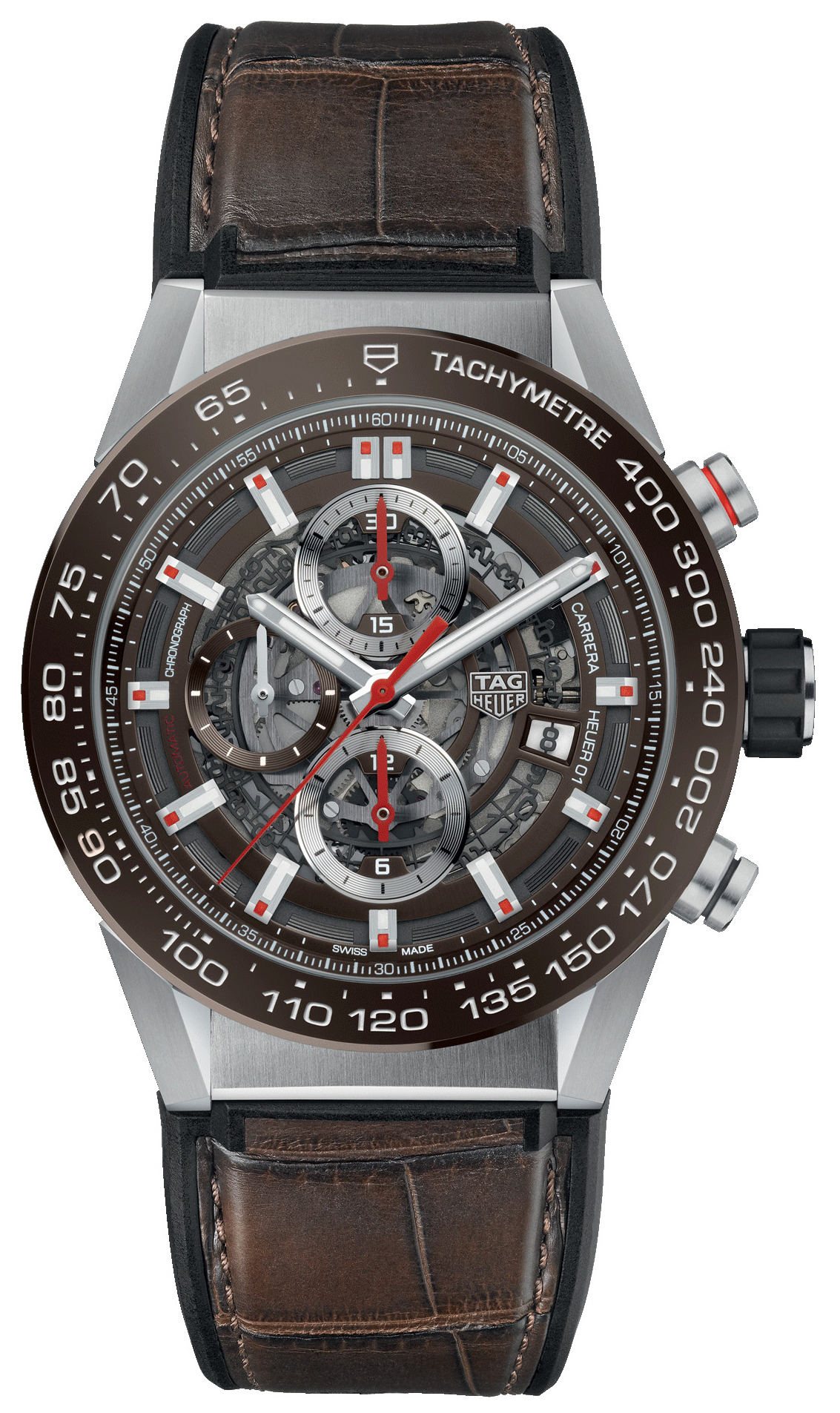 TAG Heuer Miesten kello CAR201U.FC6405 Carrera Ruskea/Kumi Ø43 mm