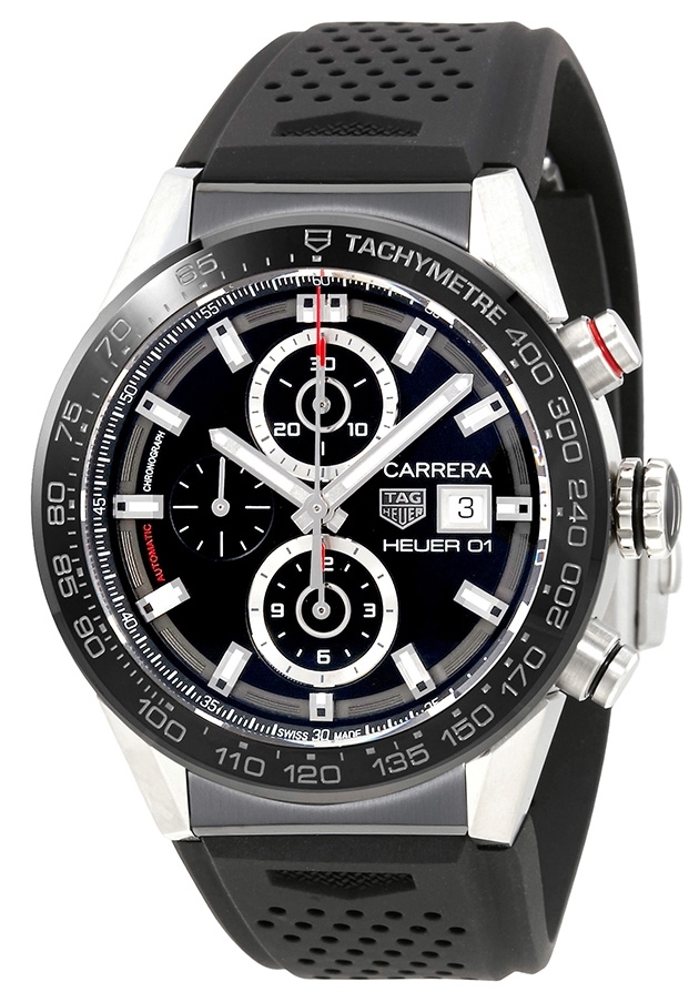 TAG Heuer Miesten kello CAR201Z.FT6046 Carrera Musta/Kumi Ø43 mm