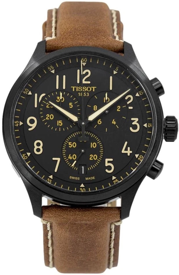 Tissot Miesten kello T116.617.36.052.03 Chrono XL Musta/Nahka Ø45 mm