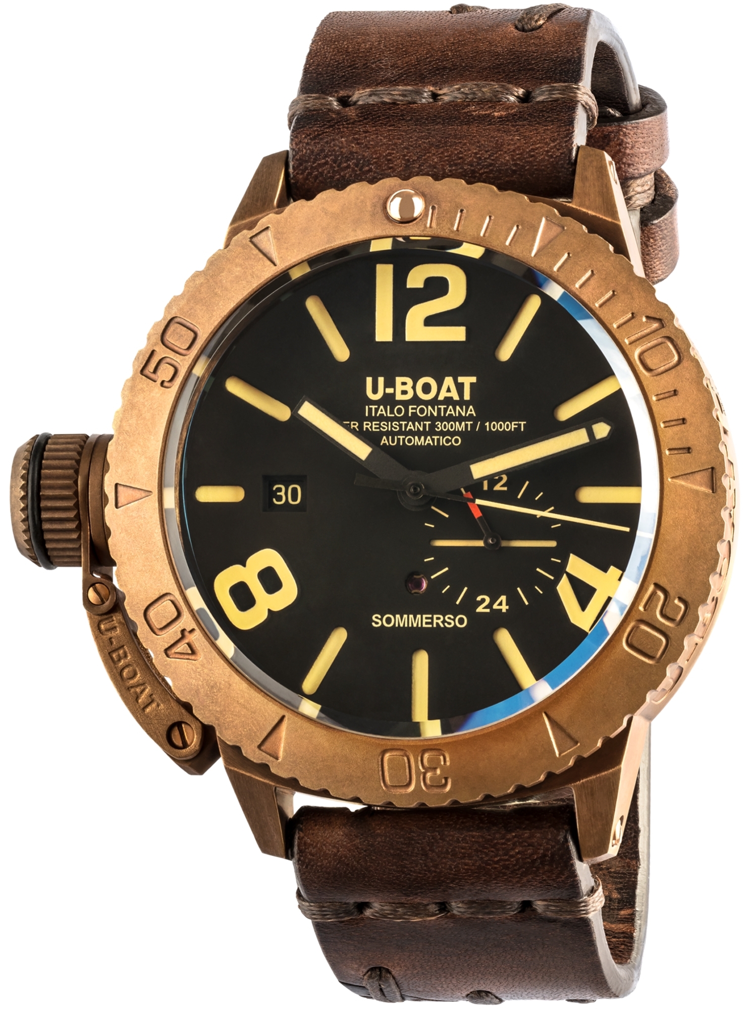 U-Boat Miesten kello 8486 Dive Watch Musta/Nahka Ø46 mm