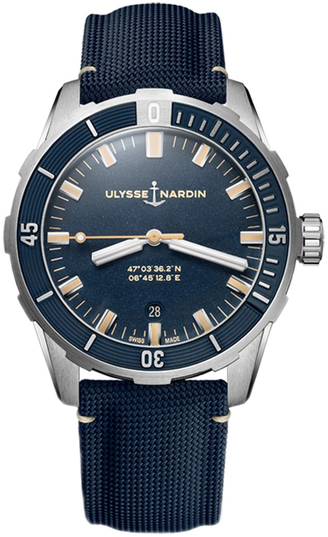 Ulysse Nardin Miesten kello 8163-175-93 Diver Sininen/Nahka Ø42 mm